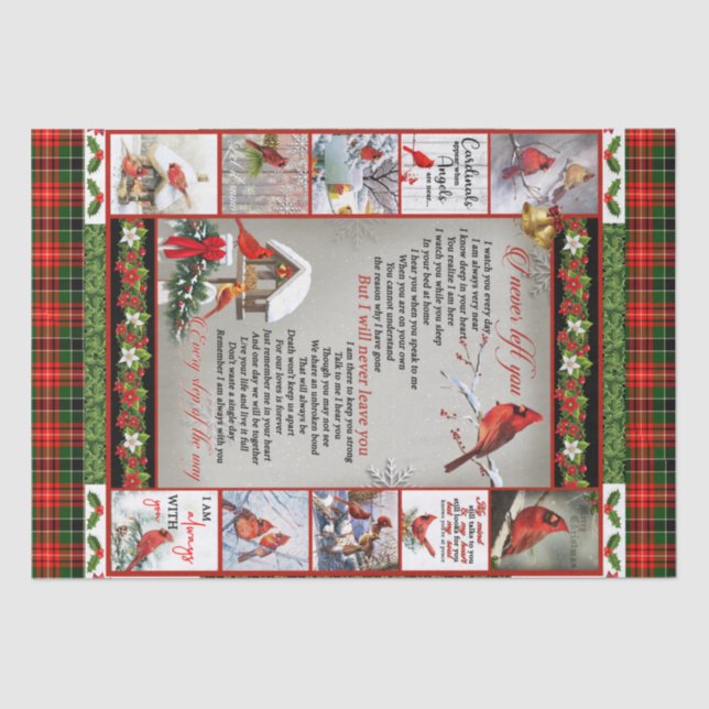 I Never Left You, Christmas Cardinal Quilt Tissue Paper (Front)