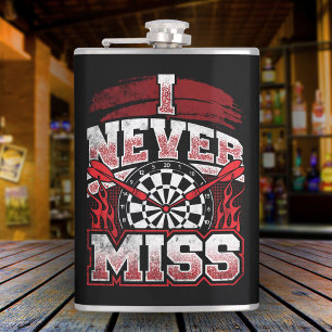 I Never Miss Dart Player Flask 8 oz.