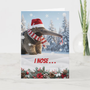 I Nose Christmas Anteater with Snowflake on Tongue Card