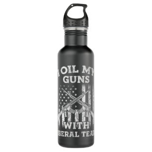 I Oil My Guns With Liberal Tears Vintage Gun Lover 710 Ml Water Bottle