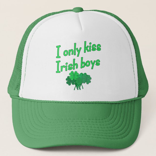 I Only Kiss Irish Boys Trucker Hat (Front)