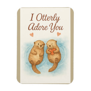 I Otterly Adore You – Cute Watercolor Otter Love Magnet