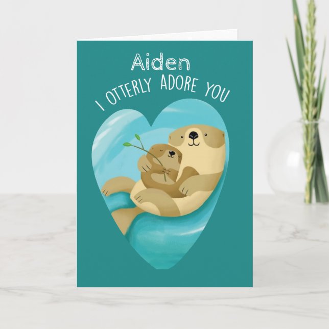 I Otterly Adore You Valentine Card (Front)