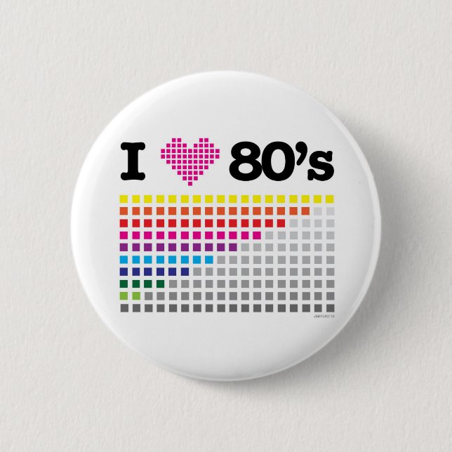 i_ove 80s 6 cm round badge (Front)
