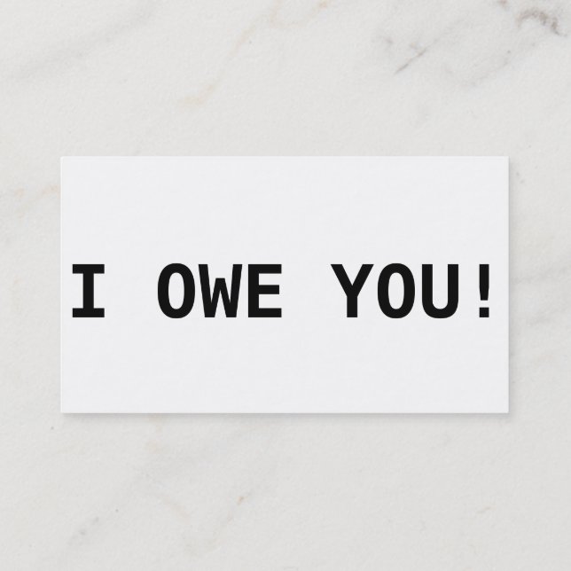 I owe you! discount card (Back)