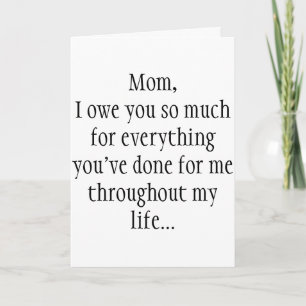 I owe you mum card. card