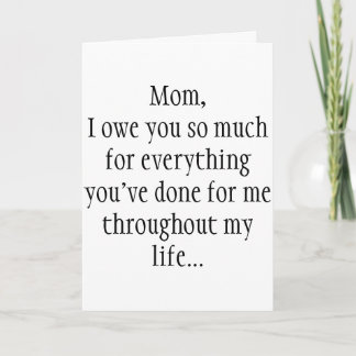 I owe you mum card. card