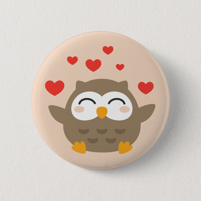 I Owl You Illustration 6 Cm Round Badge (Front)