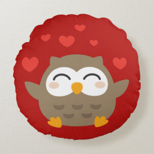 I Owl You Illustration Round Cushion