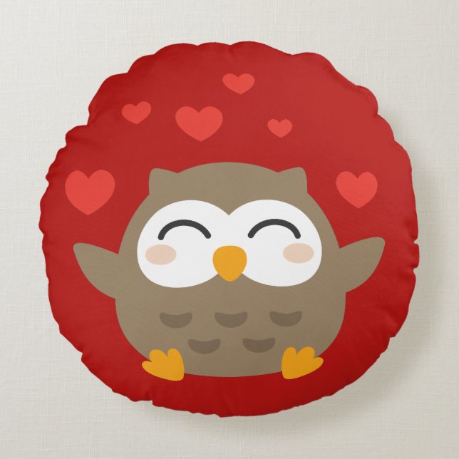 I Owl You Illustration Round Cushion (Front)