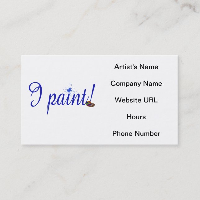 I paint Artist palette business cards (Front)