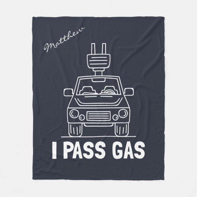 I Pass Gas Eco Electric Car Gag Fleece Blanket (Front)