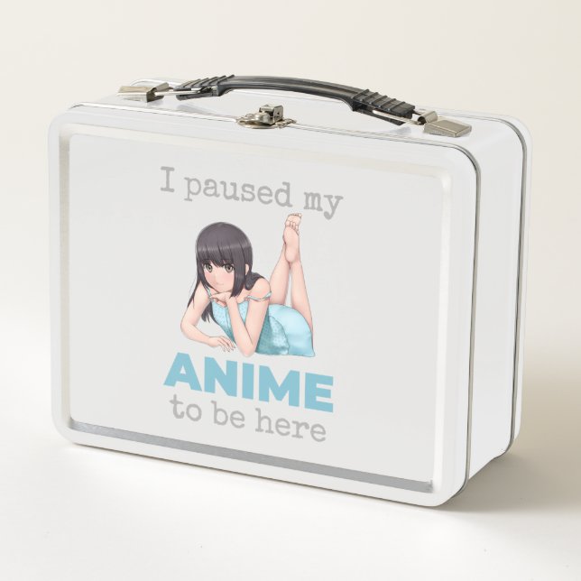 I Paused My Anime To Be Here Otaku Japan Animation Metal Lunch Box (Front)