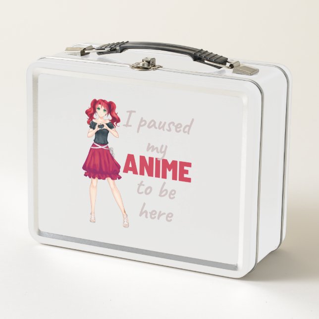 I Paused My Anime To Be Here Otaku Japan Animation Metal Lunch Box (Front)