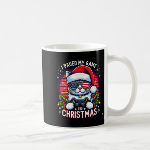 I Paused My Game For Christmas Cool Cat With Usa F Coffee Mug