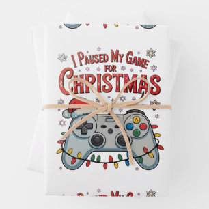 I Paused My Game For Christmas Gamer Gaming Xmas Wrapping Paper Sheet