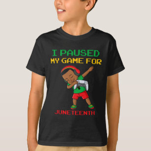 I Paused My Game For Juneteenth Dabbing Boys Kids  T-Shirt