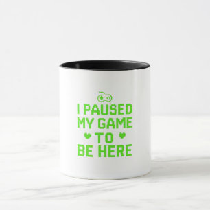I Paused My Game Neon Pixel Art Mug