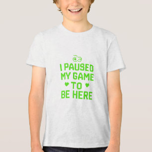 I Paused My Game Neon Pixel Art Tri-Blend Shirt