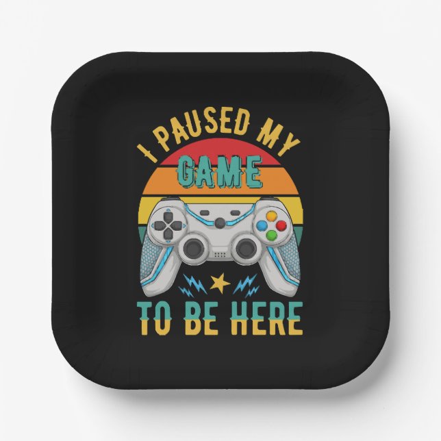 i paused my game paper plate (Front)