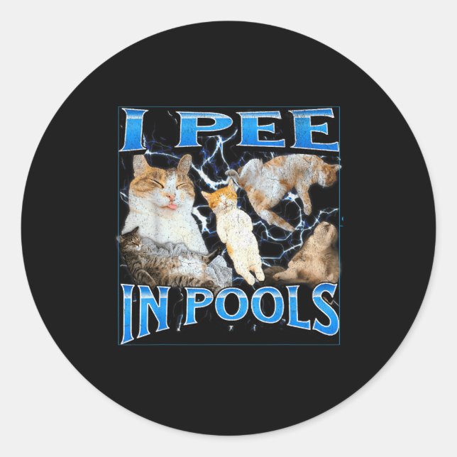 I Pee In Ols Funny Offensive Cat Meme Bootleg Grap Classic Round Sticker (Front)