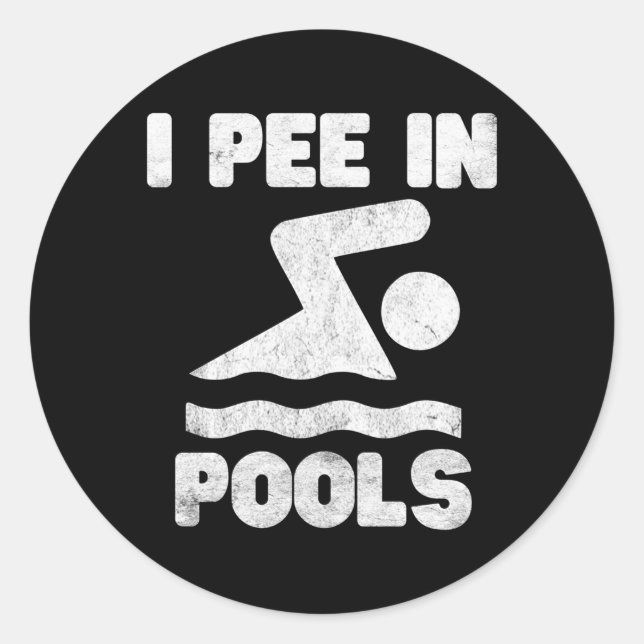I Pee In Pools Lines Classic Round Sticker (Front)
