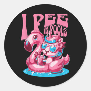 I Pee In Pools Swimming Joke Funny Summer Pool Par Classic Round Sticker