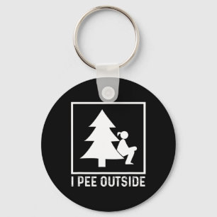 I Pee Outside Girl Sign Funny Camping Hiking Outdo Key Ring
