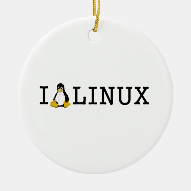 I Penguin Linux Ceramic Tree Decoration (Front)