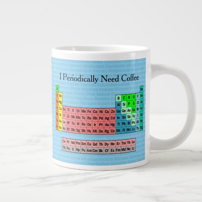 I Periodically Need Coffee- Periodic Table Large Coffee Mug (Right)