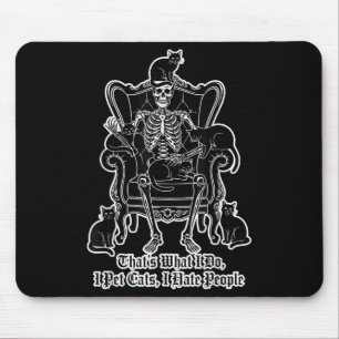 I Pet Cats I Hate People Skeleton Cat Lover Hallow Mouse Mat