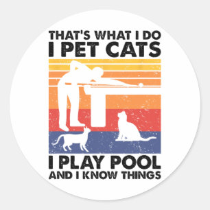I Pet Cats I Play Pool And I Know Things  Classic Round Sticker
