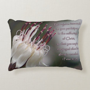 I Peter 4:13 Inspirational Floral Decorative Cushion