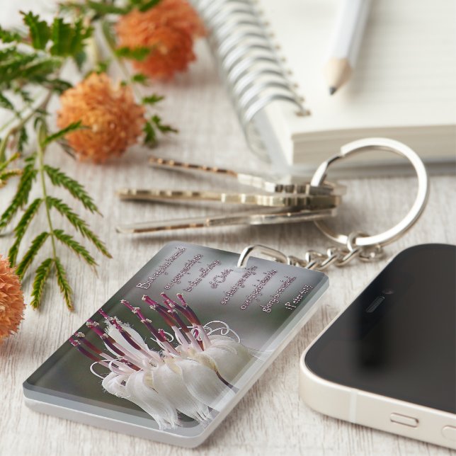 I Peter 4:13 Inspirational Floral Key Ring (Front Right)