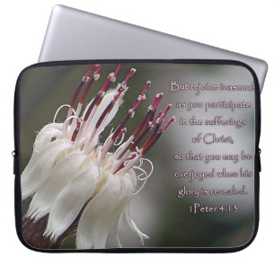 I Peter 4:13 Inspirational Floral Laptop Sleeve