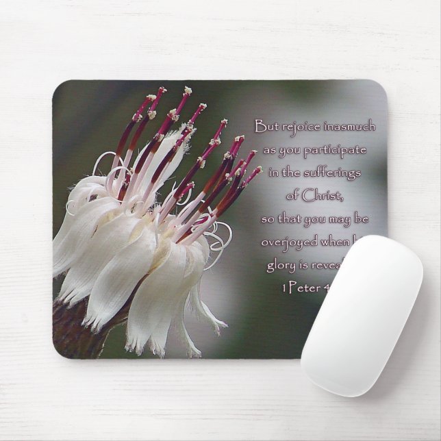 I Peter 4:13 Inspirational Floral Mouse Mat (With Mouse)