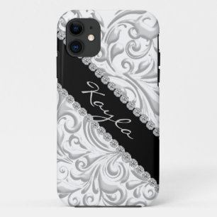 I phone 5 COVER SILVER BLACK EMBOSSED LOOK DESIGN