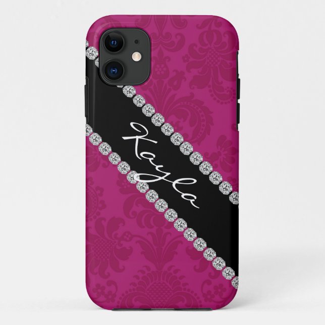 I phone 5 COVER TRENDY PINK DAMASK DESIGN (Back)