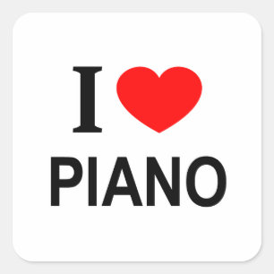 I ❤️ PIANO I LOVE PIANO I HEART PIANO SQUARE STICKER