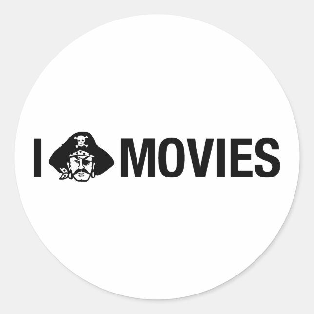 i pirate movies classic round sticker (Front)