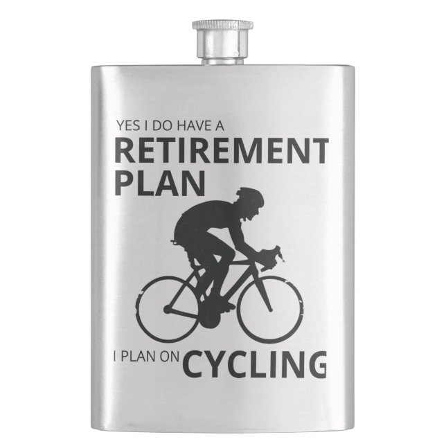 I plan on cycling when i retire hip flask (Front)