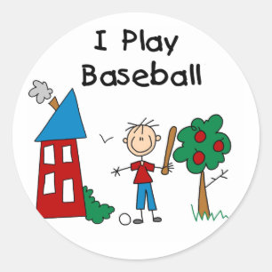 I Play Baseball Classic Round Sticker