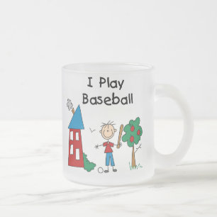 I Play Baseball Frosted Glass Coffee Mug