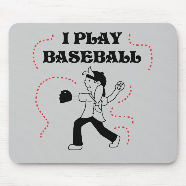 I Play Baseball- Girl Tshirts and Gifts Mouse Mat (Front)
