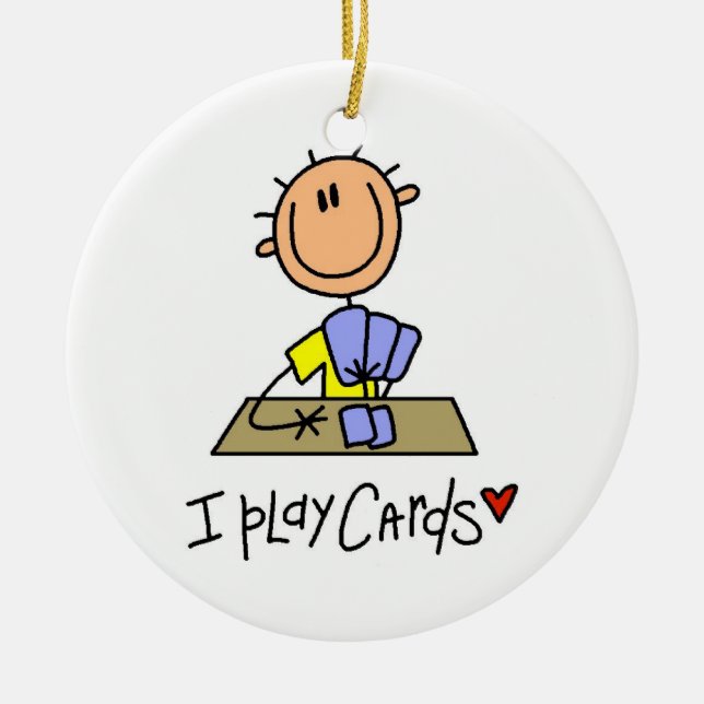 I Play Cards Ceramic Tree Decoration (Front)