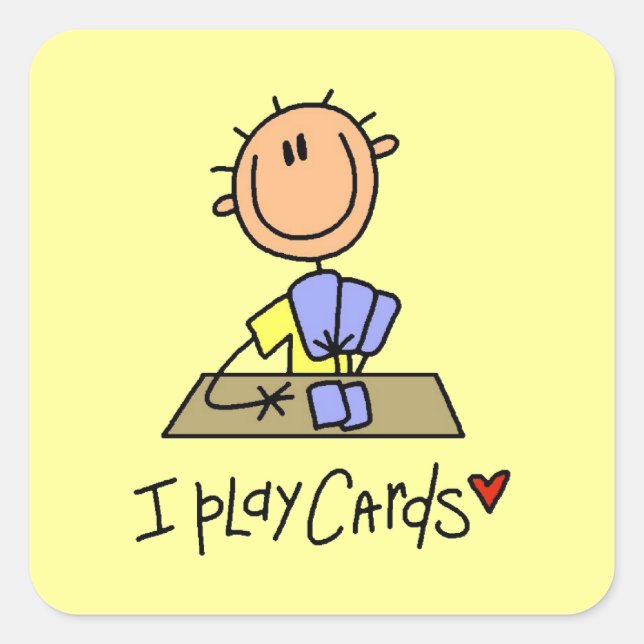 I Play Cards Square Sticker (Front)
