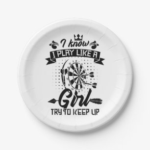 I Play Dart Like A Girl Paper Plate