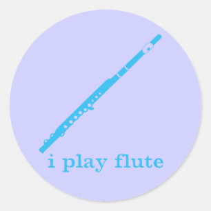I Play Flute Classic Round Sticker
