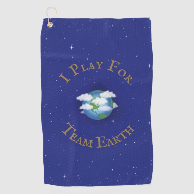 "I Play For Team Earth" Custom Global Activism Golf Towel (Front)