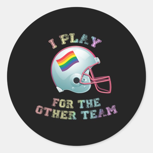 I Play For The Other Team Gay Pride Football  Classic Round Sticker (Front)